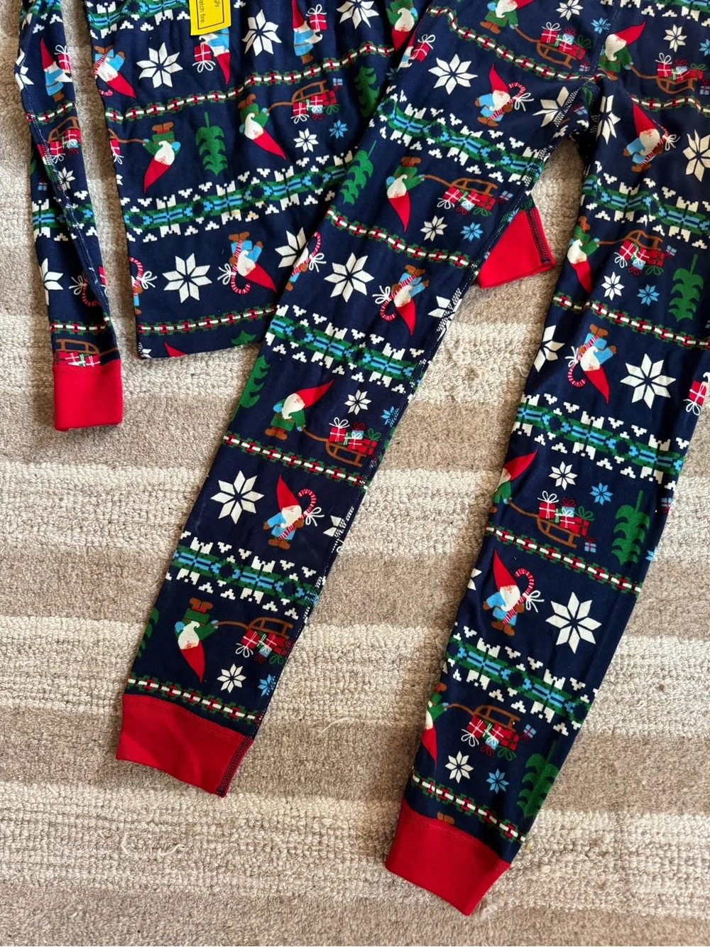 Hanna Andersson Navy Christmas Pajama Set with Red Accents